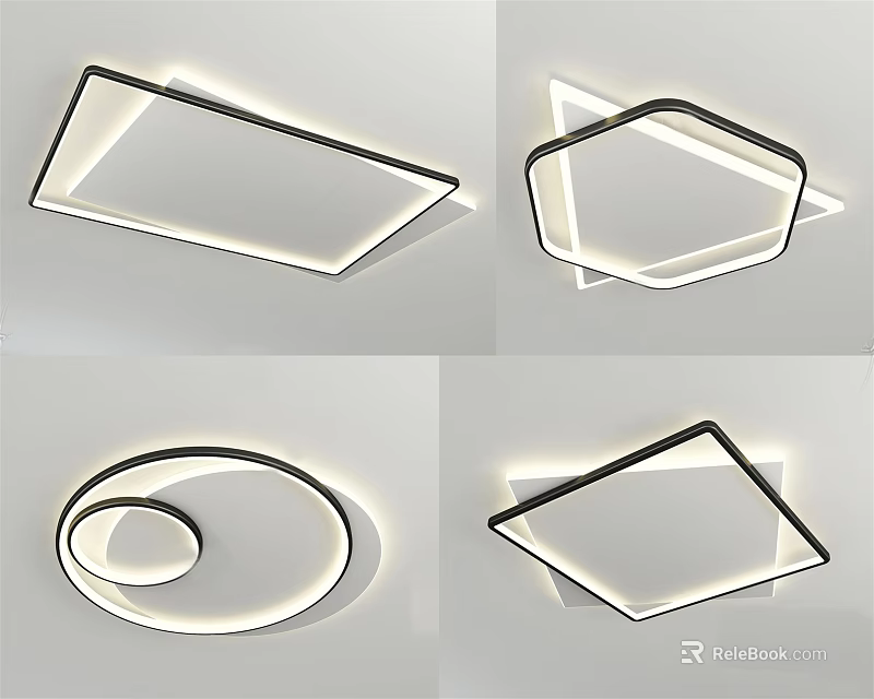 Modern Ceiling Lights With Various Geometric Shapes And Sleek LED Design 3d model