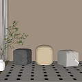 Modern Sofa Stool Low Stool Round Stool Pier 3d model