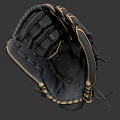 Professional Black Leather Baseball Glove With Yellow Stitching And Durable Design 3d model