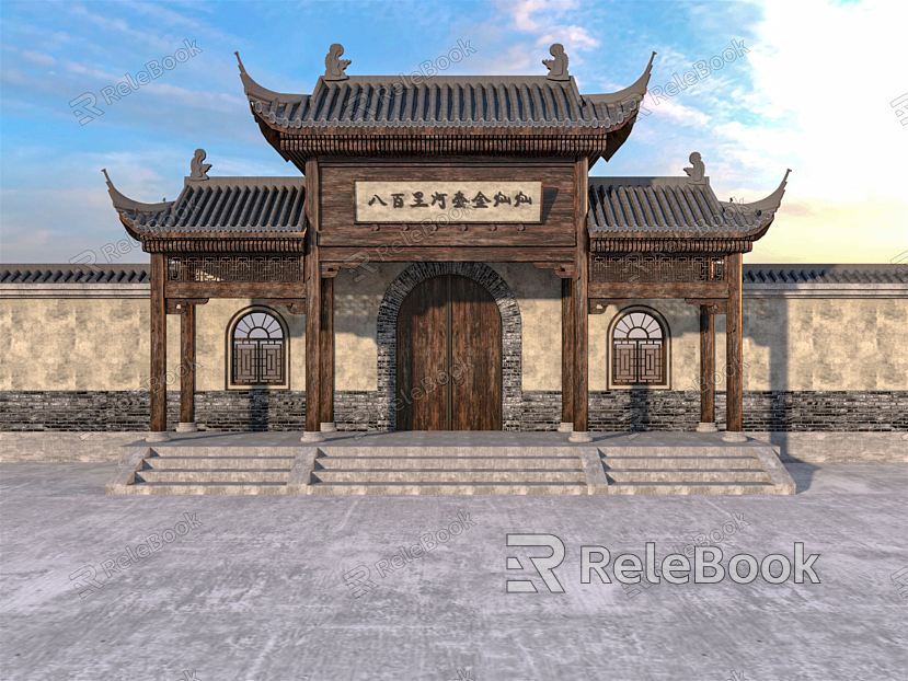 Chinese-style gate archway model