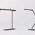 Modern Table Lamps Featuring Circular Square Bases Red Light Tubes And Adjustable Design 3d model