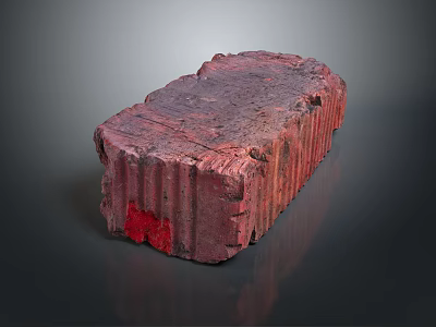 Red Textured Rectangular Block With Rough Surface And Artistic Decorative Design 3d model