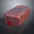 Red Textured Rectangular Block With Rough Surface And Artistic Decorative Design 3d model