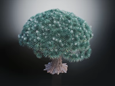 Lush Evergreen Pine Tree With Dense Green Foliage And Thick Brown Trunk 3d model