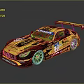 Mercedes Race Car In Golden Black Paint With Rear Wing Number 1 Racing Design