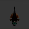 3D Rendered Fish With Transparent Head Green Eyes Red Scales And Orange Fins
