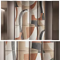 Modern Minimalist Background Wall Design With Circular Glass Panels And Wooden Frames