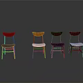 Colorful Set Of Four Dining Chairs With Different Back And Seat Colors