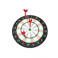 Standard Dartboard Game Equipment With Red Darts And Numbered Target