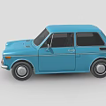 Vintage Blue Compact Car With Classic Retro Design And Smooth Exterior