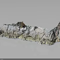Wood And Stone Decorative Sculpture With Textured Surface Green Accents And Natural Landscape Design