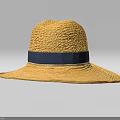 Stylish Yellow Straw Hat With Dark Blue Band For Summer Fashion Look