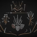 Ancient Samurai Weapon Shield Sword 3d model