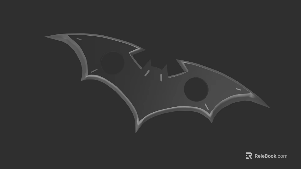 Iconic Batman Bat Shaped Logo Design With Detailed Edges On Black Background 3d model 