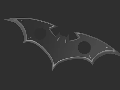 Iconic Batman Bat Shaped Logo Design With Detailed Edges On Black Background 3d model