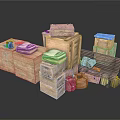 Daily Necessities Including Wooden Boxes Cabinets Sacks Vintage Cameras And Books Stacked Together