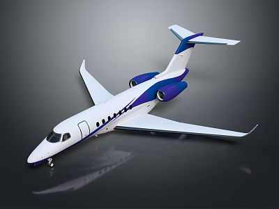 Modern Passenger Jet With White Fuselage Blue Purple Accents And Sleek Exterior Design 3d model