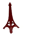 Simple Iconic Red Eiffel Tower Silhouette Design On White Background