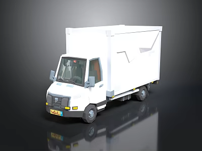 White Box Truck With Modern Design Cab And Cargo Box For Transportation 3d model