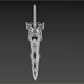 Decorative Fantasy Sword With Blue Glowing Accents And Butterfly Hilt Design