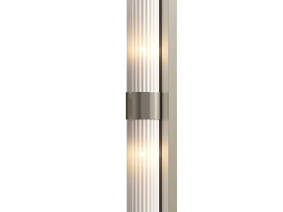Modern Wall Light With Cylindrical Ribbed Glass Shade And Metal Frame 3d model