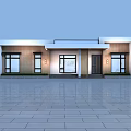 Modern Detached Villa Exterior With Large Windows Wooden Siding Front Door And Outdoor Lights
