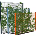 Vines Growing On Various Colored Metal Grid Fences For Garden Decoration
