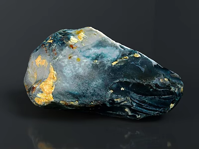 Natural Wood Stone With Blue Black Golden White Veins And Polished Surface 3d model