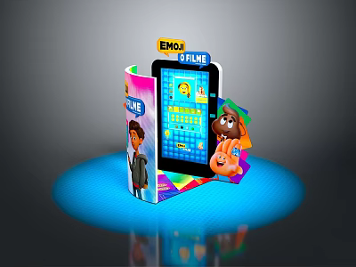 Emoji Online Game Interface On Tablet With Cartoon Characters And Colorful Design Elements 3d model