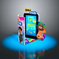 Emoji Online Game Interface On Tablet With Cartoon Characters And Colorful Design Elements 3d model