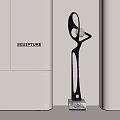 Modern Black Sculpture with Curved Design and Marble Base for Interior Decor