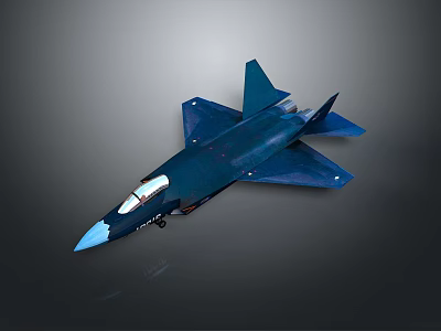 Dark Blue Fighter Jet Model With Sleek Design And Cockpit Canopy Wings 3d model