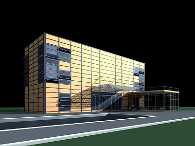 Modern Office Building Design With Glass Facade And Metal Panel Exterior Structure 3d model