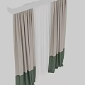 Beige and Green Two Tone Window Curtains With White Sheer Layers