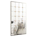 Full Length Grid Design Mirror With Golden Decorative Balls In Bedroom Setting