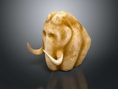 Abstract Mammoth Sculpture With Textured Surface And Elongated Ivory Tusks 3d model