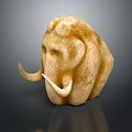 Abstract Mammoth Sculpture With Textured Surface And Elongated Ivory Tusks