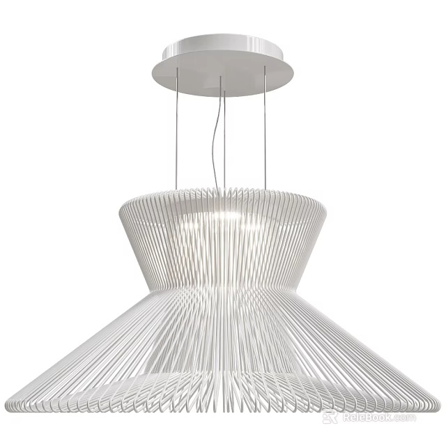 Contemporary White Chandelier Featuring Linear Woven Design And Modern Sleek Structure 3d model