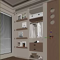 Modern Custom Wardrobe With Open Book Shelves Hanging Clothes Area Warm Lighting And Storage Drawers