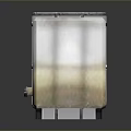 Industrial Storage Container With Metal Frame White Brown Body Label Valve And Support Legs