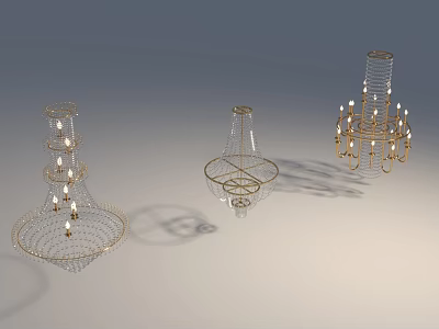 Stylish Modern Chandeliers Featuring Metallic Frames And Crystal Accents For Home Interior 3d model