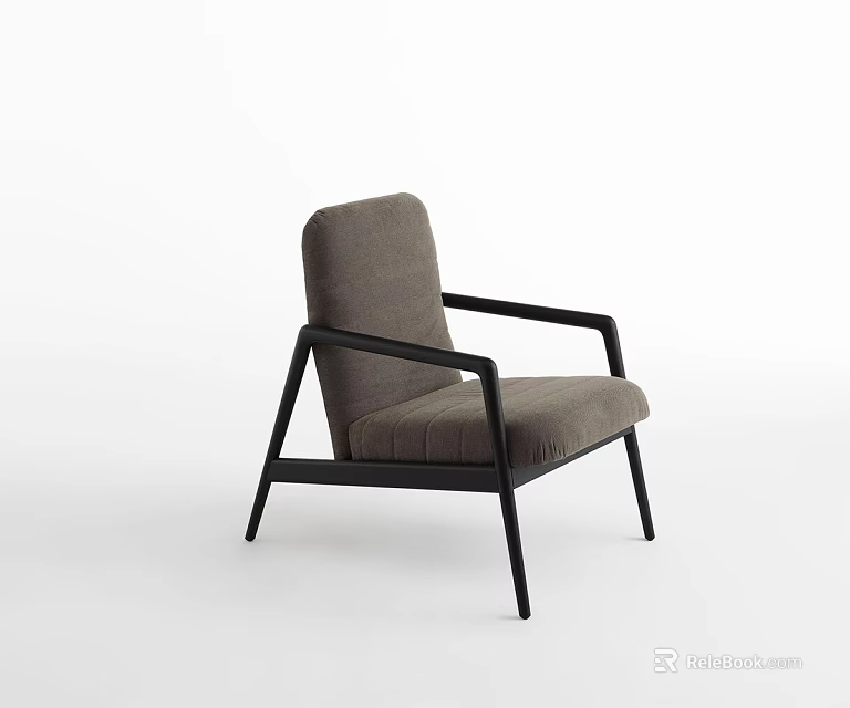 Modern Gray Single Sofa With Black Frame And Comfortable Fabric Upholstery Design 3d model 