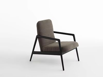 Modern Gray Single Sofa With Black Frame And Comfortable Fabric Upholstery Design 3d model