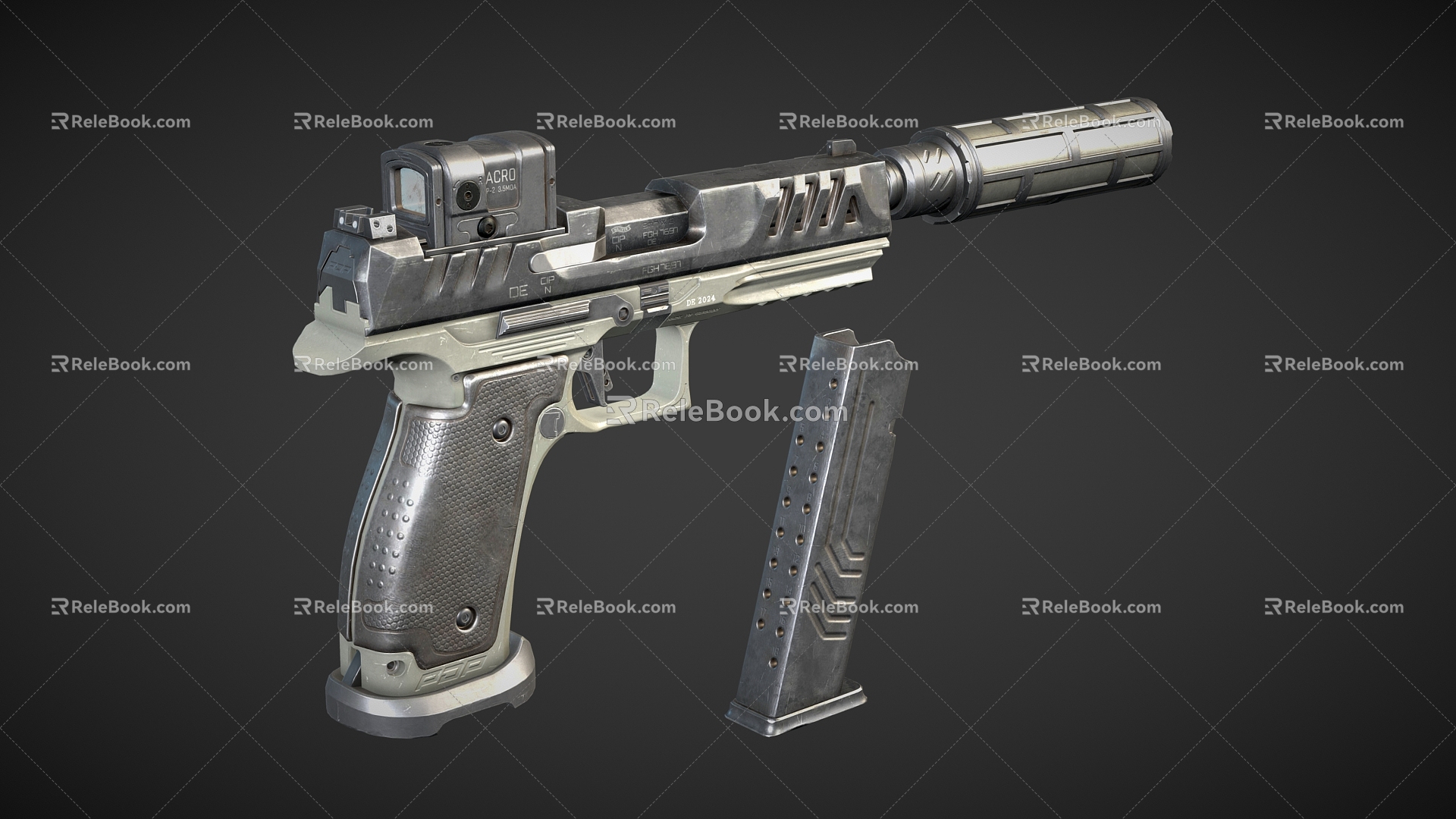 modern pistol pistol sniper rifle 3d model