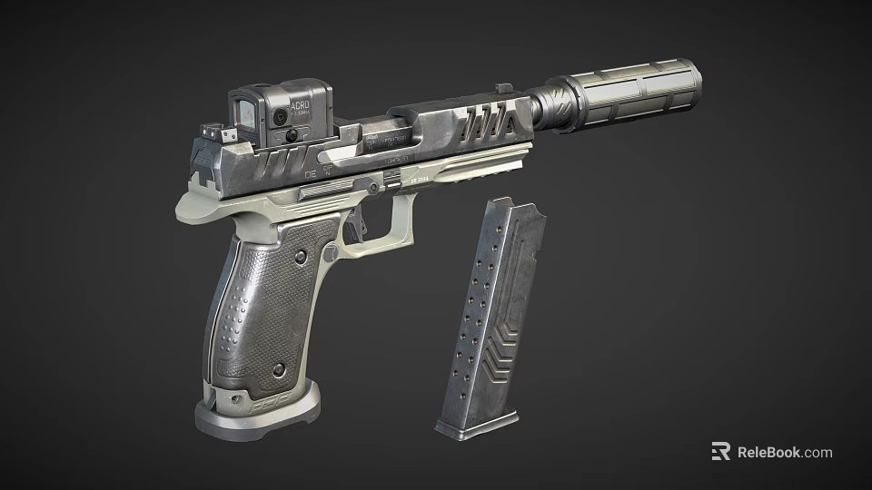 Modern Tactical Pistol With Ergonomic Textured Grip Detachable Magazine And Tactical Sight 3d model 