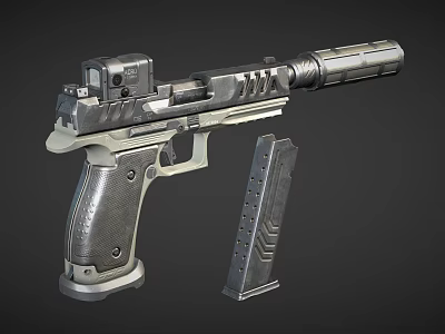 Modern Tactical Pistol With Ergonomic Textured Grip Detachable Magazine And Tactical Sight 3d model