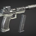 Modern Tactical Pistol With Ergonomic Textured Grip Detachable Magazine And Tactical Sight