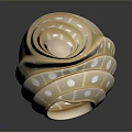 Beautiful Spiral Seashell With White Polka Dots Ivory White Glossy Surface Elegant Design
