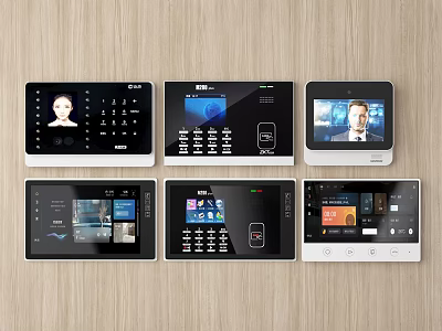 Smart Control Panels With Face Recognition Keypad Video Call And App Interfaces 3d model