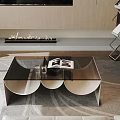 Sleek Modern Coffee Table With Glass Top And Metal Frame In Living Room With Books